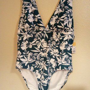 kona sol one piece swimsuit blue floral